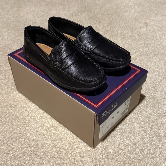 Flag Black Leather Turbo Penny Loafers Boys Size 12 M
